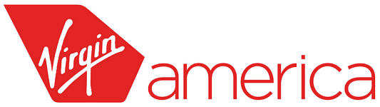 a red logo with a white background