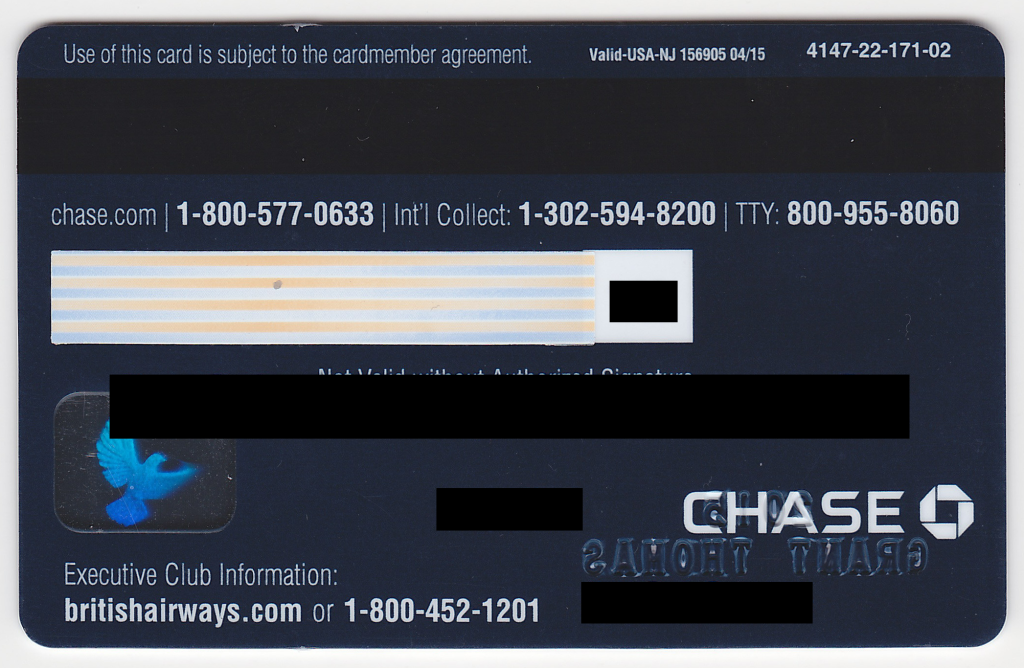 Chase British Airways Credit Card New Back | Travel With Grant