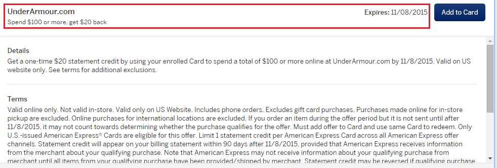amex under armour offer