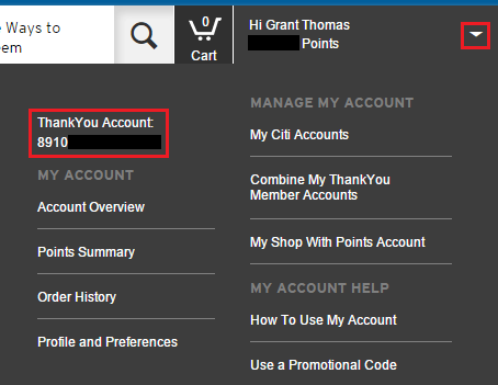 Locate Thank You Point Account Number