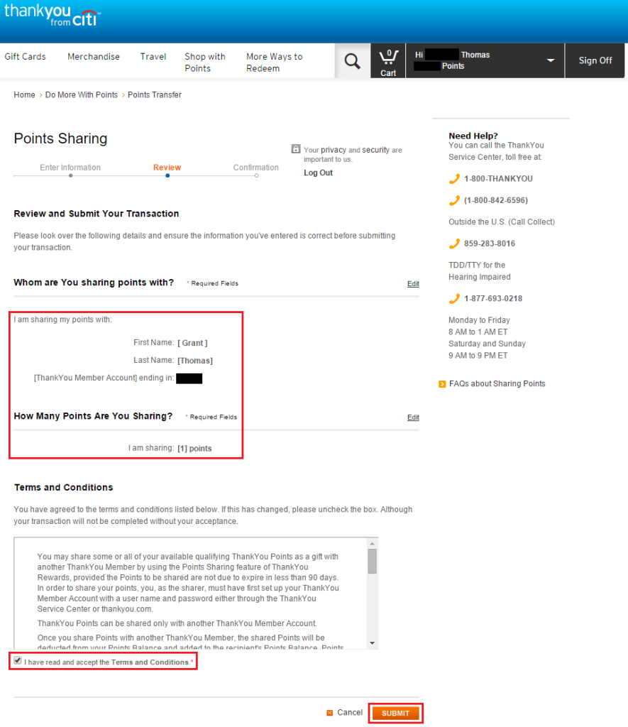 How to Share or Transfer Citi Thank You Points to Another Account
