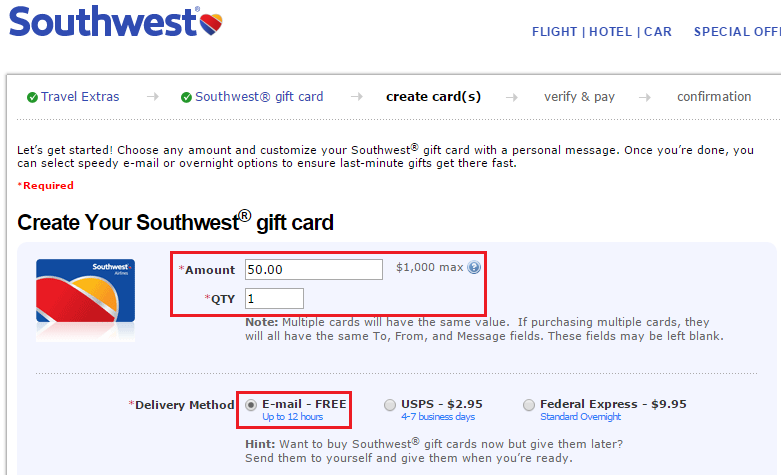 $50 Southwest Airlines eGift Card