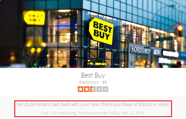 Chime Card Offers: Off for Best Buy, AT&T, Verizon, Sprint & T-Mobile; Off for CVS & Papa John's