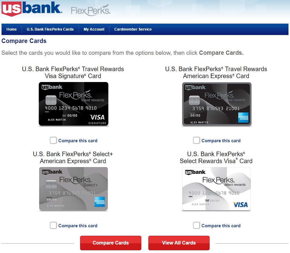 All US Bank FlexPerks Credit Cards