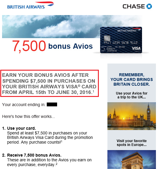 Chase British Airways Offer 3-31-2016