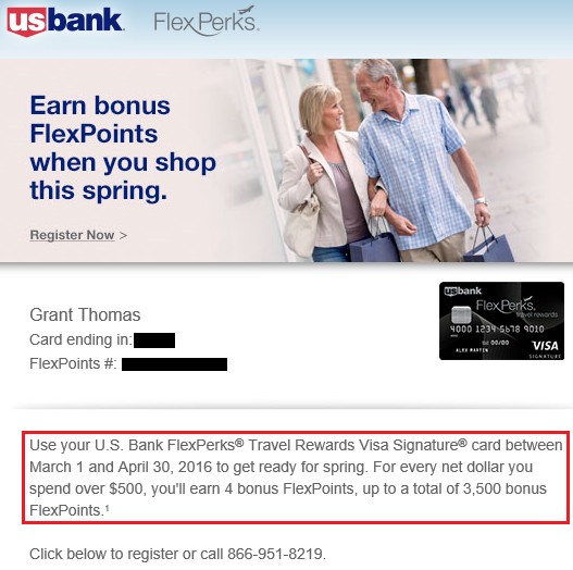 US Bank FlexPerks Visa Offer 3-31-2016