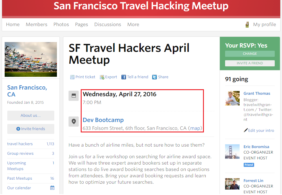 SF Travel Hackers Meetup April 27