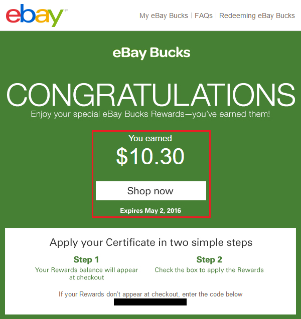 eBay Bucks Expiring May 2