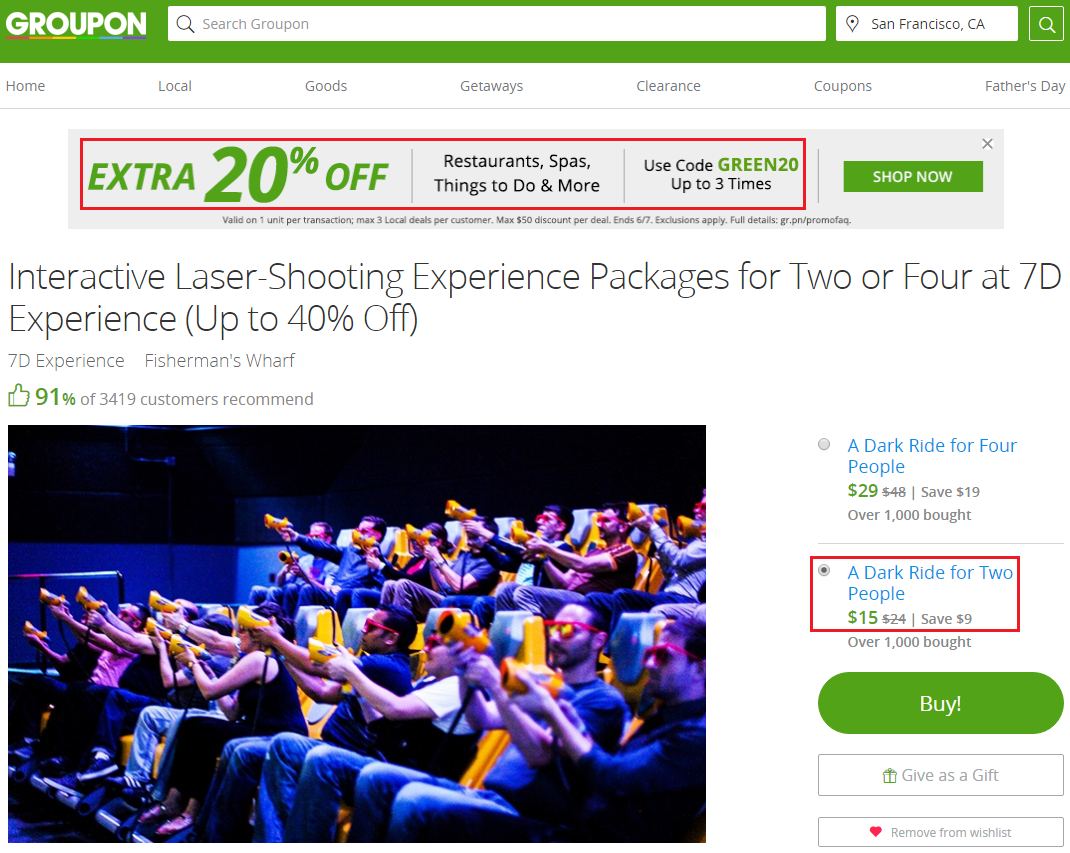 Groupon 7D Laser Shooting Experience