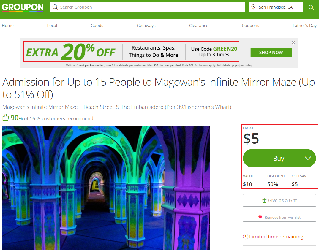 Groupon Magowan's Infinite Mirror Maze