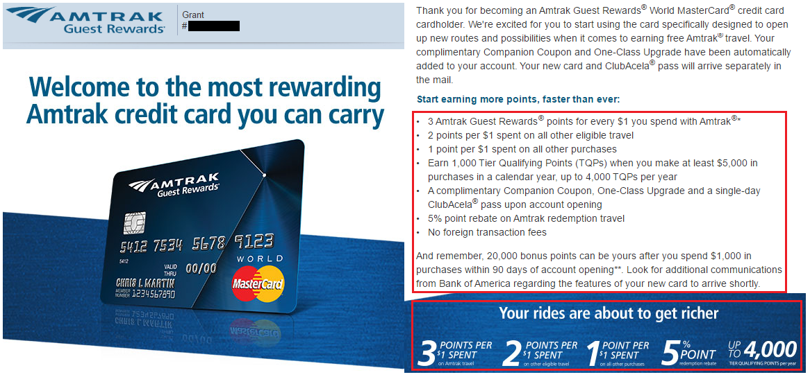 Amtrak Credit Card Sign Up Bonus