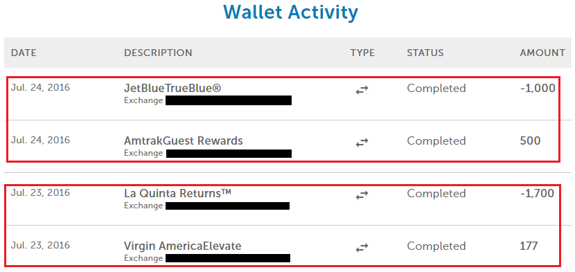 a screenshot of a wallet activity