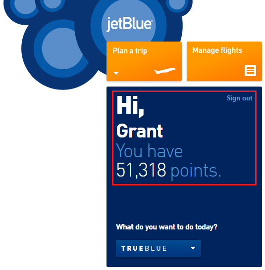 Updated JetBlue Account Balance