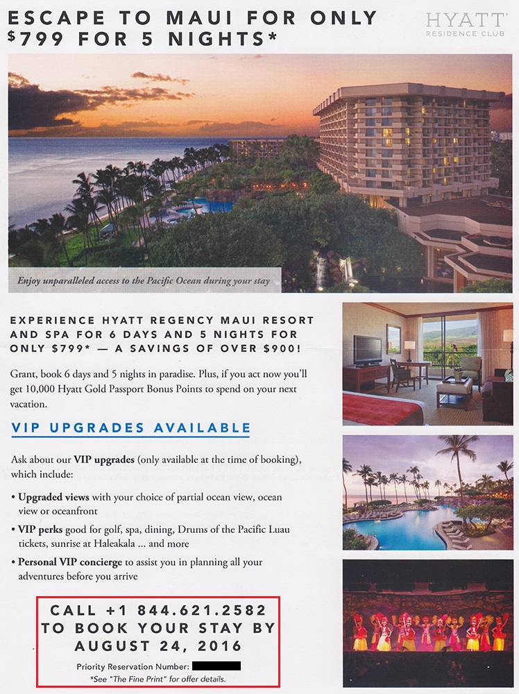 Hyatt Residence Club Timeshare Maui Offer 8-2-2016 2