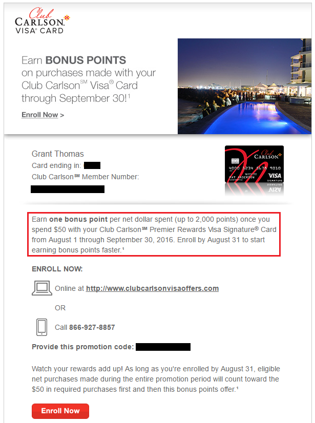 US Bank Club Carlson Personal Credit Card Bonus Offer 8-2-2016