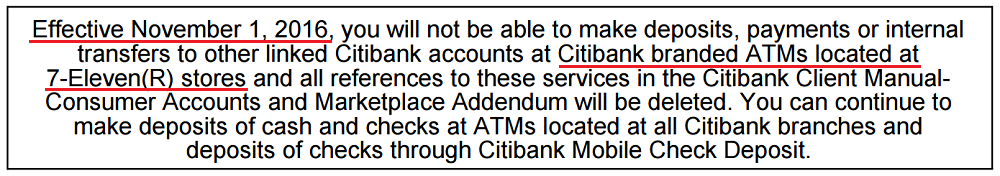 Citi ATM 7 Eleven Changes
