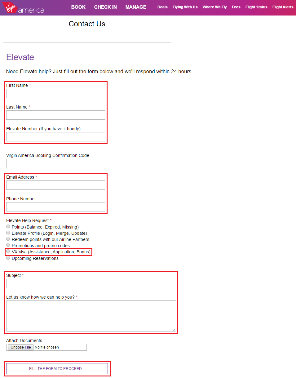 Fill Out Virgin America Form
