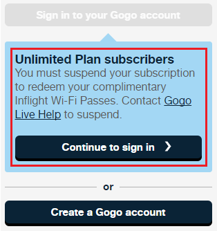 Gogo Unlimited Passes Warning