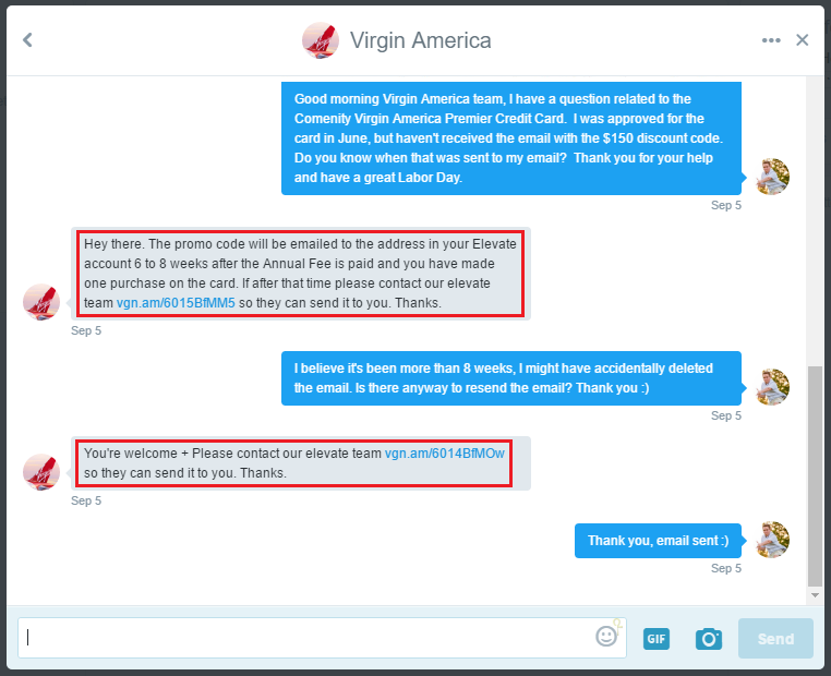 Virgin America Twitter DMs
