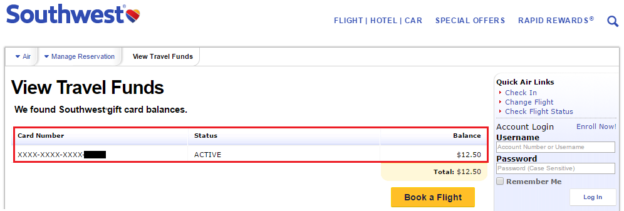 Southwest Airlines Gift Card Balance Checker Broken - Here is the Fix