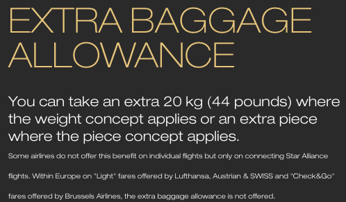 Star Alliance Gold Baggage