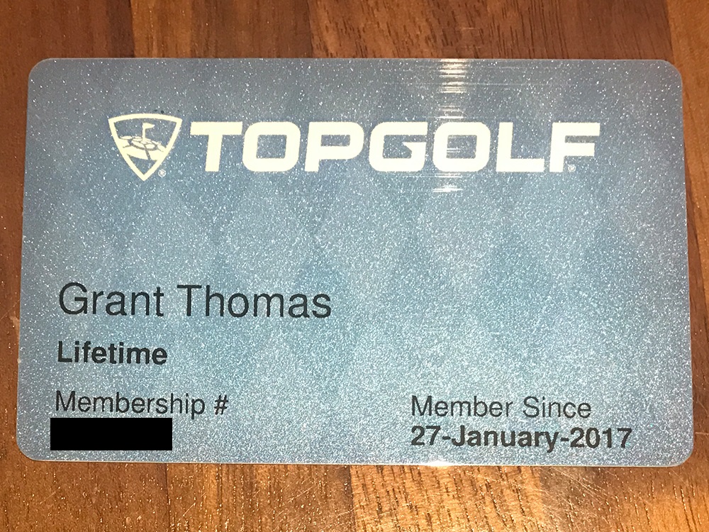 Topgolf Membership Card Grant Thomas
