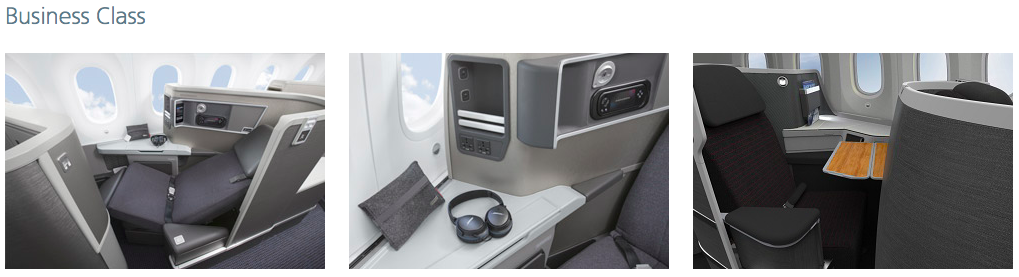 AA business class on the 787 Dreamliner. Photo from aa.com