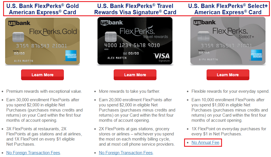 US Bank FlexPerks Travel Rewards Visa Signature & American Express Downgrade / Conversion Options