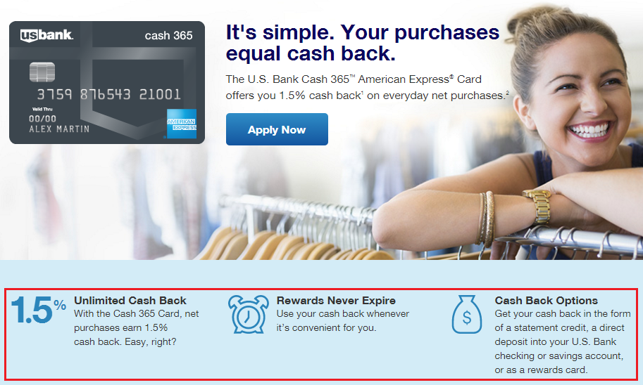 US Bank Cash 365 American Express Credit Card
