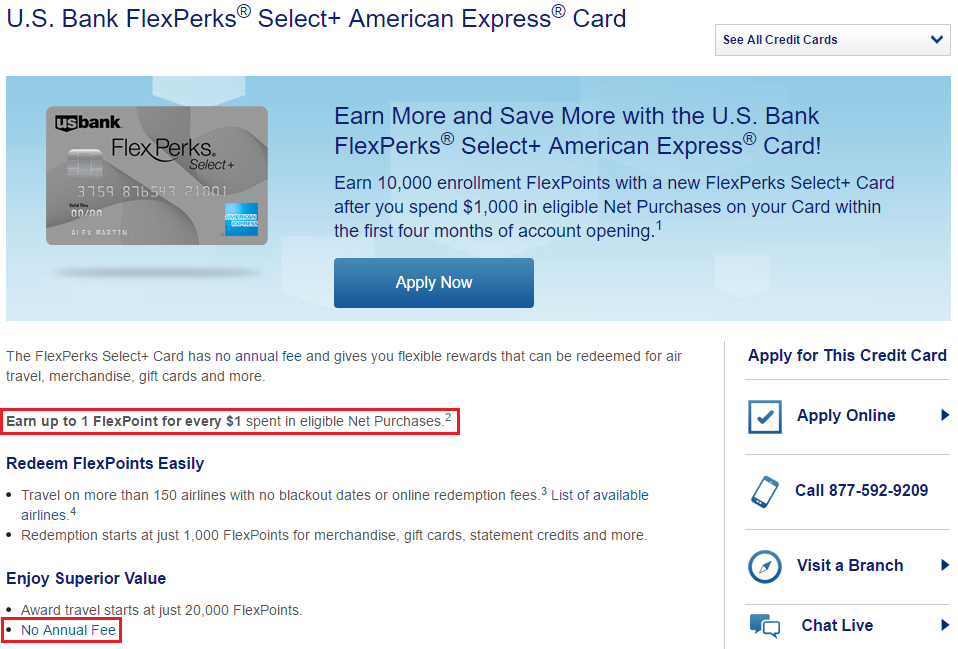 US Bank FlexPerks Select Plus American Express Credit Card