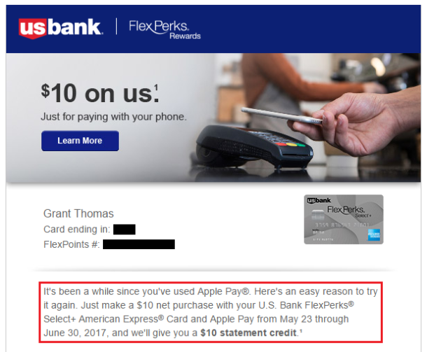 Earn a Statement Credit for using US Bank Credit Card with ApplePay