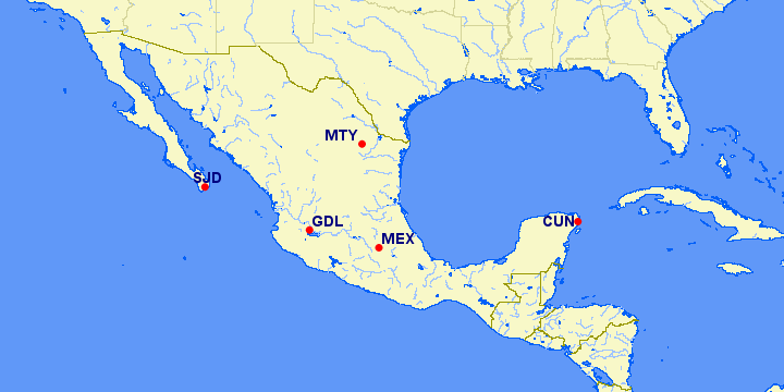map of Mexico airports with customs changes