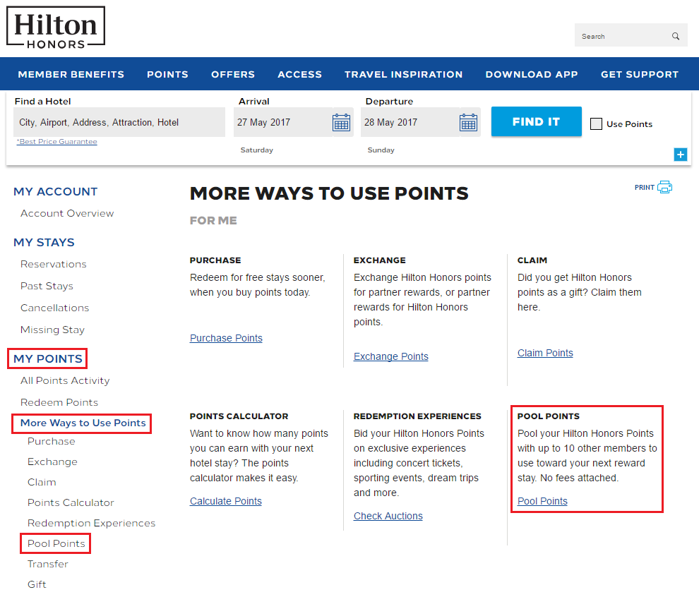 How to Pool Hilton Honors Points into 1 Account