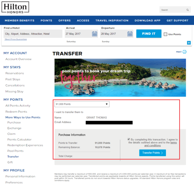 How to Pool Hilton Honors Points into 1 Account
