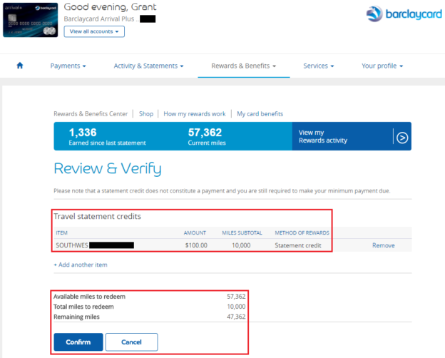 Redeem Barclays Arrival Points for Travel Statement Credits