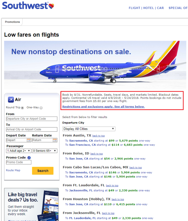 Southwest Airlines Schedule Now Bookable Through June 1, 2018 + New