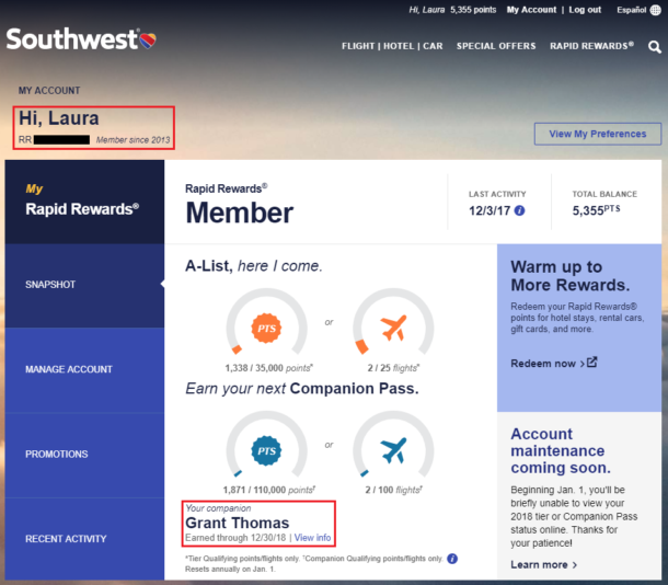 southwest airlines companion pass threshold