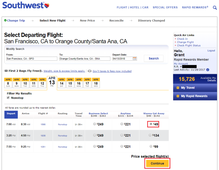 southwest air reservations