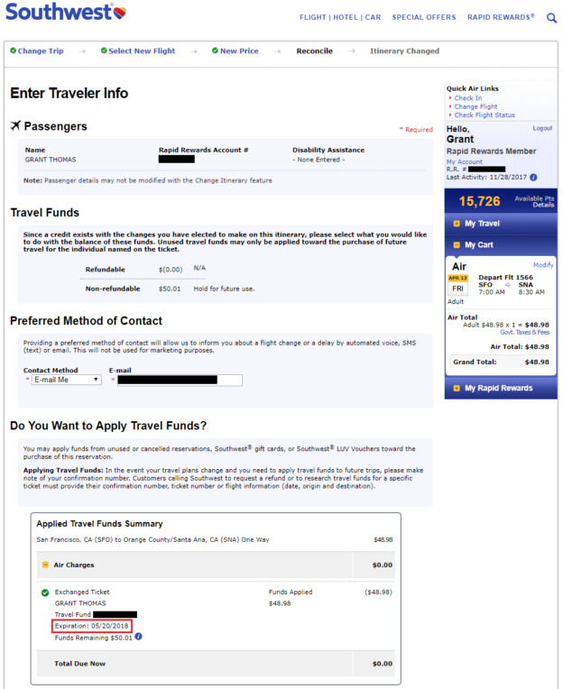 How to Find Out When Southwest Airlines Travel Funds Expires Before