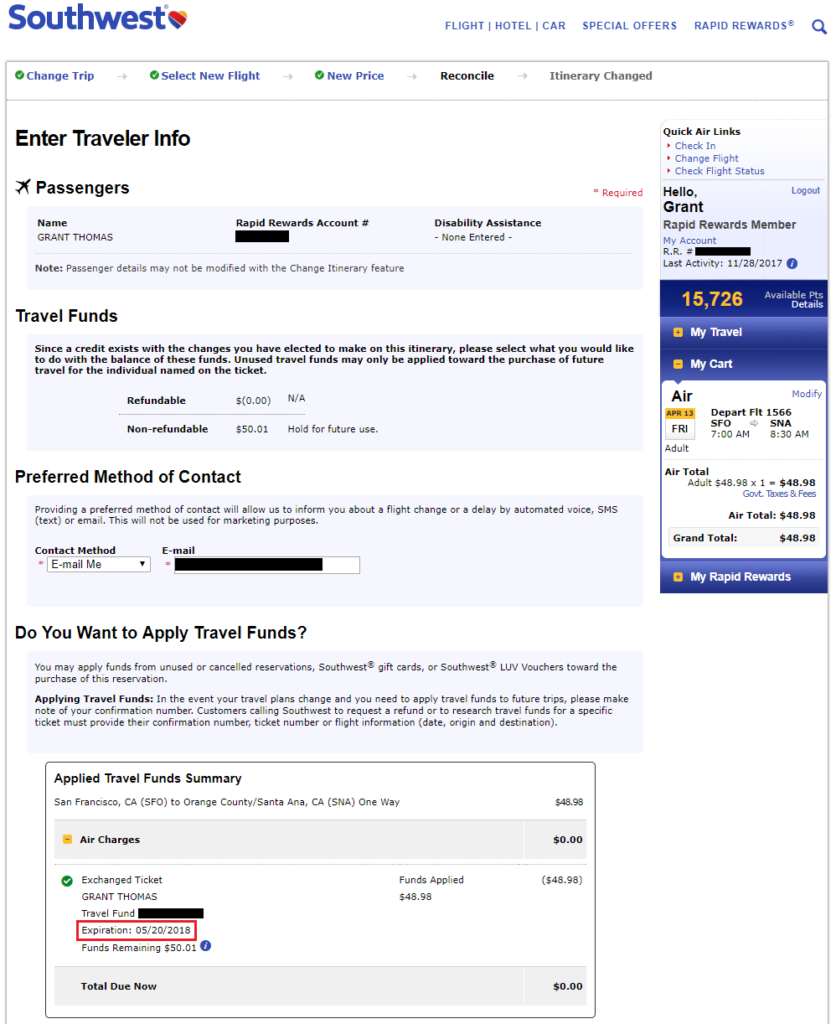 How to Find Out When Southwest Airlines Travel Funds Expires Before