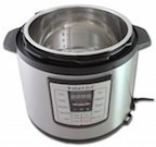 a silver and black electric pressure cooker