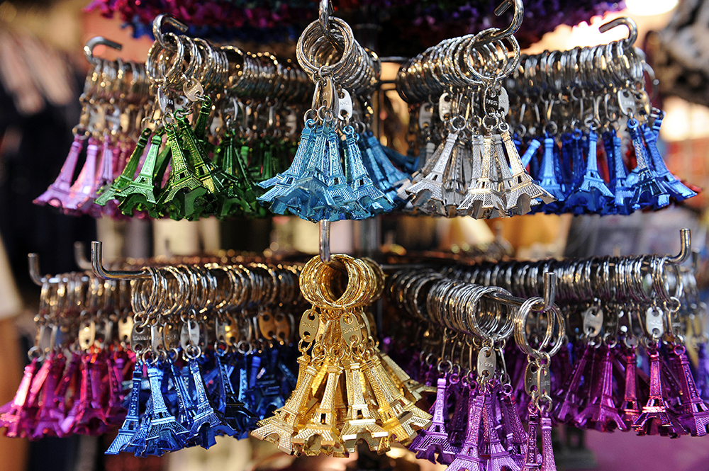 a group of keychains in different colors