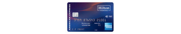 a blue and red credit card