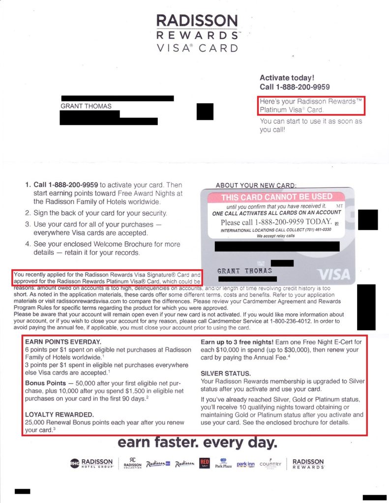 My US Bank Radisson Rewards Credit Card Arrived; Why Does the Card Look