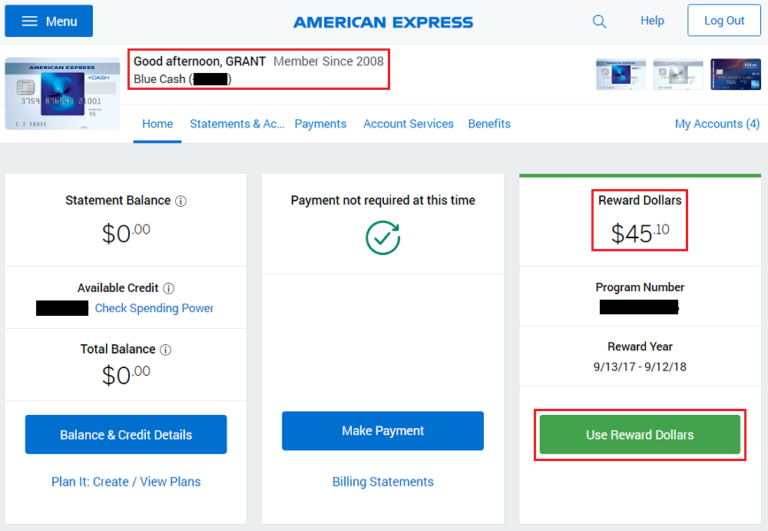 Redemption Options & Process for American Express Old Blue Cash