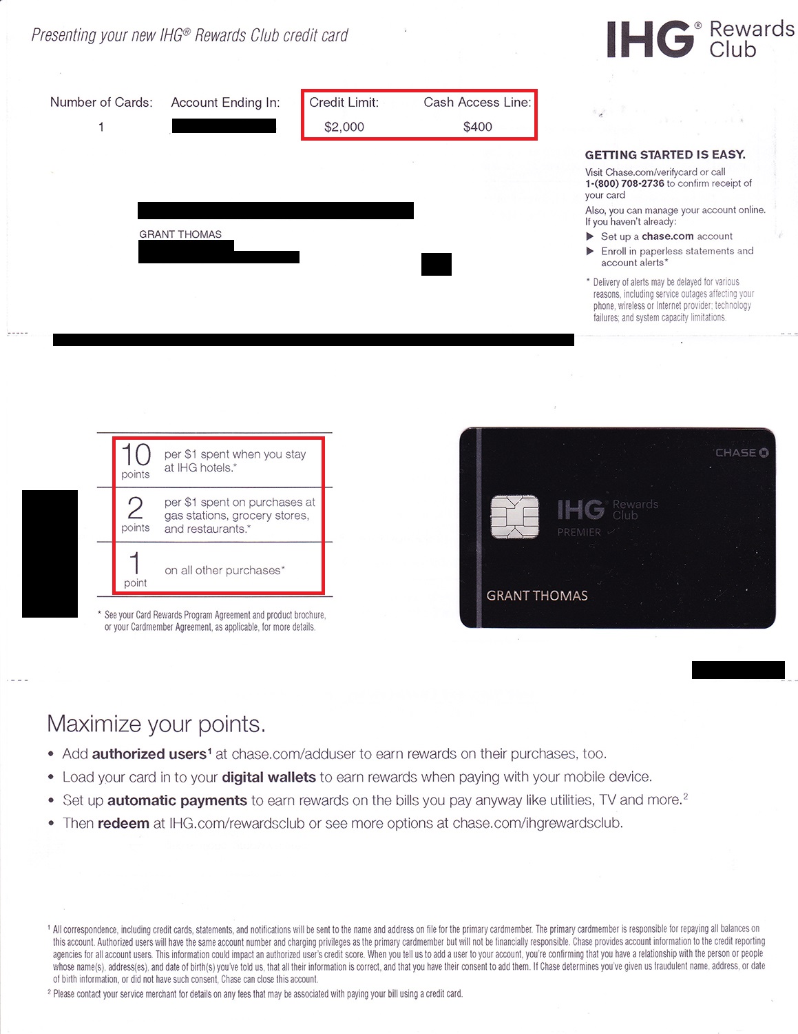 Unboxing My Chase Ihg Rewards Premier Credit Card Card Art Brochure Welcome Letter