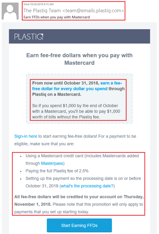 Plastiq Earn 1 Fee Free Dollar (FFD) for Every Dollar Spent with
