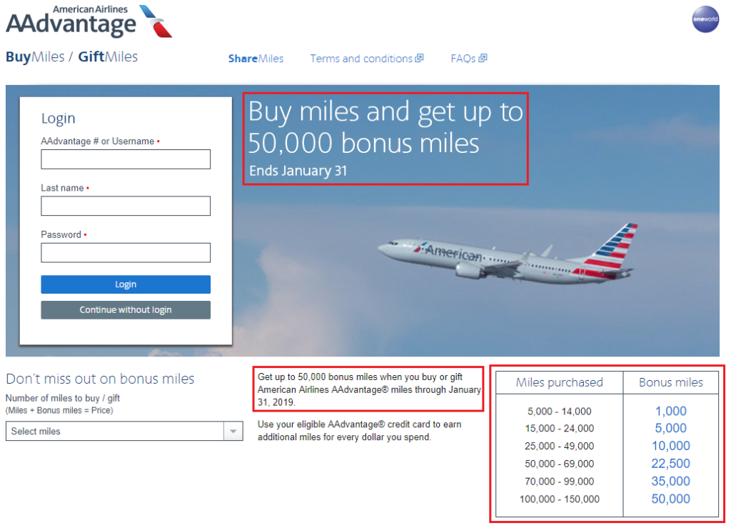 3 Buy Miles/Points Promos Ending Soon American (50K Bonus), United (70