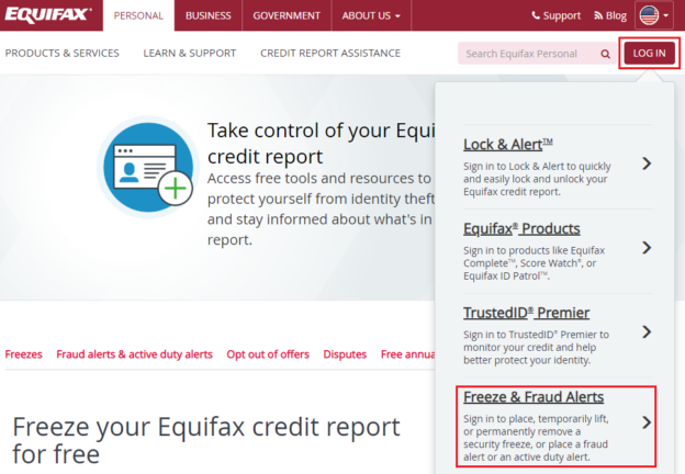 temporary lift security freeze equifax