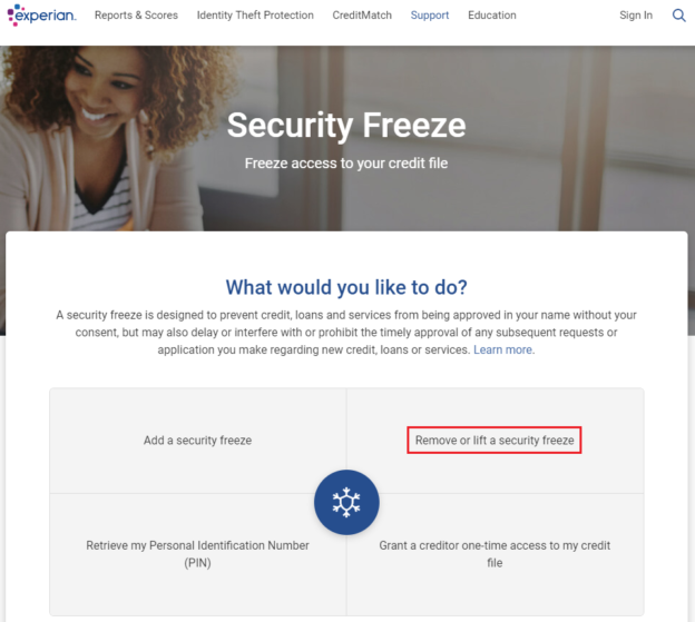 temporary lift freeze equifax